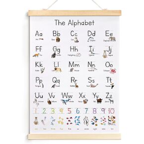 Alphabet Numbers Poster for Classroom Wall ABC Letters Poster with Hanger Frame for Playroom Decor Homeschool Toddler Room Preschool Nursery Wall Hanging Decor