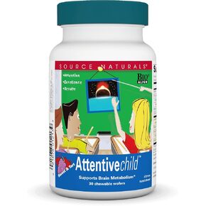 Source Naturals Attentive Child Chewable Wafers for Brain Metabolism Support - 30 Fruit Wafers