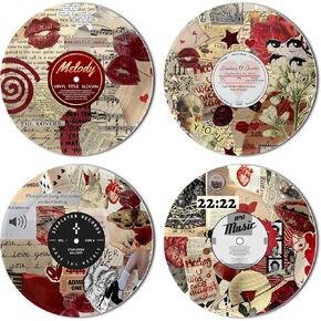HK Studio Records Y2K Room Decor Aesthetic 12" Pack 4 - Dorm Decor, Downtown Girl Room Decor, Hippie Room Decor, Room Decor for Teen Girls