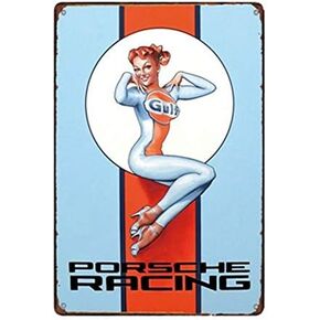 Gulf Racing Retro Metal Tin Sign 8x12 Inch Wall Decor