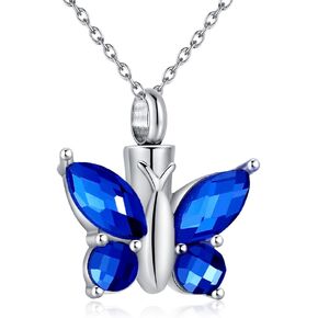 Butterfly Urn Necklace for Ashes Stainless Steel Silver Cremation Jewelry Keepsakes Pendants in Memory of Lost Loved One …