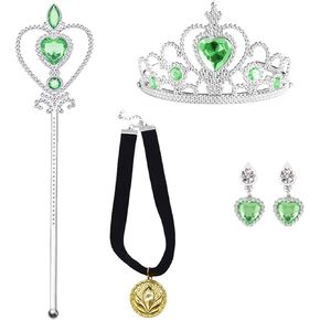 4Pcs Princess Dress Up Accessories, Elsa Dress Up Party Accessories Set for Princess Costume Elsa Crown Wand for Girls