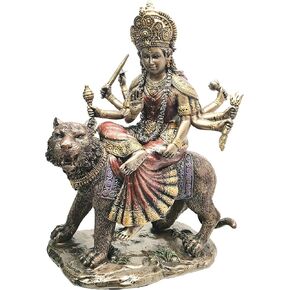 Eastern Enlightenment Durga On Tiger Statue Decorative Resin Piece