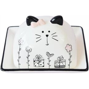 Gaolinci Cute Cat Butter Dish with Lid