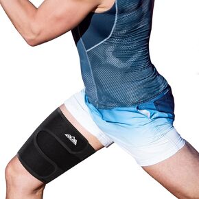 supregear Thigh Brace Support, Adjustable Thigh Compression Sleeve Neoprene Hamstring Quad Wrap Breathable Non-Slip Upper Leg Brace Leg Slimmer for Women Men Pulled Groin Muscle, Quadriceps, Blue
