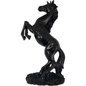 Black Horse Home Decor Resin Statue Figurine, 11 Iinches Standing Horse Sculpture Modern Office Desk Decoration Statue Resin Standing Horse Sculpture Home Decor Rearing Horse Art Gift for Home