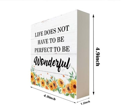 لافتات خشبية ملهمة، ديكور مكتبي على شكل صندوق خشبي، ديكور ريفي، ديكورات خشبية لمنزل المزرعة، لافتات فنية للطاولة، هدايا تحفيزية، الحياة لا يجب أن تكون مثالية لتكون رائعة in Kuwait