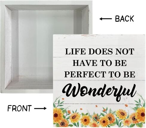 لافتات خشبية ملهمة، ديكور مكتبي على شكل صندوق خشبي، ديكور ريفي، ديكورات خشبية لمنزل المزرعة، لافتات فنية للطاولة، هدايا تحفيزية، الحياة لا يجب أن تكون مثالية لتكون رائعة in Kuwait