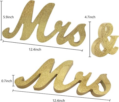 لافتة السيدة والسيدة لطاولة الزفاف، حروف خشبية كبيرة لملكة جمال وملكة جمال، عناصر تزيين الحفلات، حرف خشبي لطاولة الزفاف، لافتة متزوجة للتو ديكور عيد الحب (ذهبي) in Kuwait