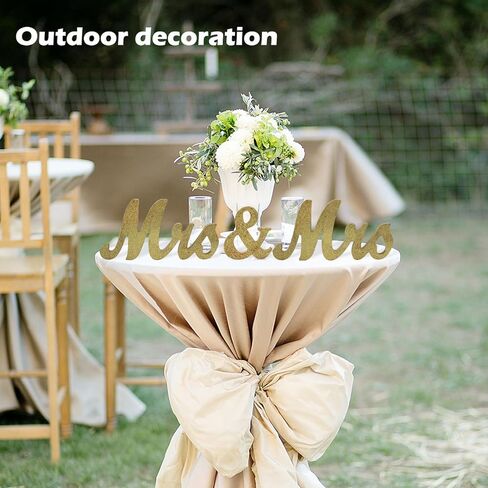 لافتة السيدة والسيدة لطاولة الزفاف، حروف خشبية كبيرة لملكة جمال وملكة جمال، عناصر تزيين الحفلات، حرف خشبي لطاولة الزفاف، لافتة متزوجة للتو ديكور عيد الحب (ذهبي) in Kuwait