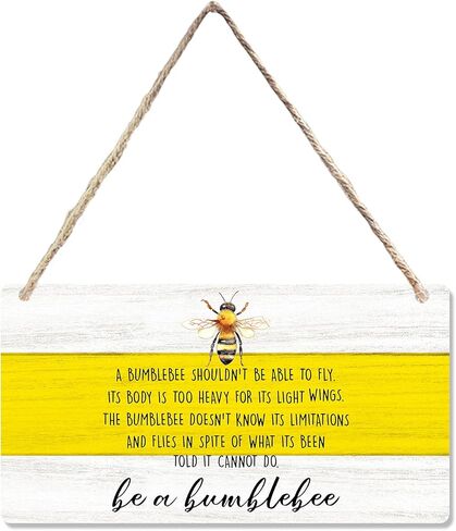 cgbhw ديكور الصيف الإيجابي، ديكور النحلة الطنانة، كن زينة نحلة نحلة خشبية علامة جدار ديكور معلقة للمكتب المنزلي، هدايا النحل التحفيزية للنساء والرجال ديكور باب الباب 12 × 6 بوصة in Kuwait