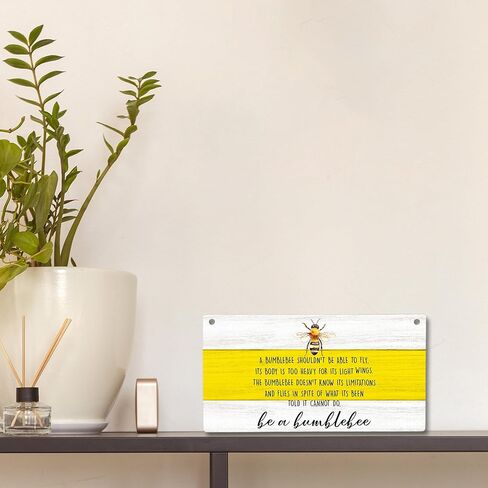 cgbhw ديكور الصيف الإيجابي، ديكور النحلة الطنانة، كن زينة نحلة نحلة خشبية علامة جدار ديكور معلقة للمكتب المنزلي، هدايا النحل التحفيزية للنساء والرجال ديكور باب الباب 12 × 6 بوصة in Kuwait