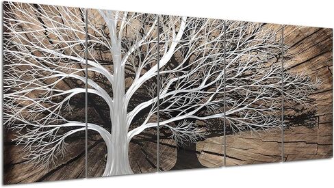 Yihui Arts Multi-Colored Tree Metal Wall Art, 3D Wall Art for Modern and Contemporary Decor, Decorative Hanging in 5-Panels Measures 24"x 64", Works for Indoor and Outdoor Settings in Saudi Arabia