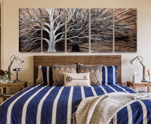Yihui Arts Multi-Colored Tree Metal Wall Art, 3D Wall Art for Modern and Contemporary Decor, Decorative Hanging in 5-Panels Measures 24"x 64", Works for Indoor and Outdoor Settings in Saudi Arabia