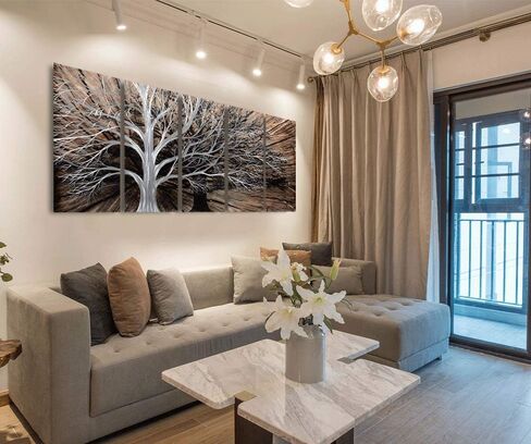 Yihui Arts Multi-Colored Tree Metal Wall Art, 3D Wall Art for Modern and Contemporary Decor, Decorative Hanging in 5-Panels Measures 24"x 64", Works for Indoor and Outdoor Settings in Saudi Arabia