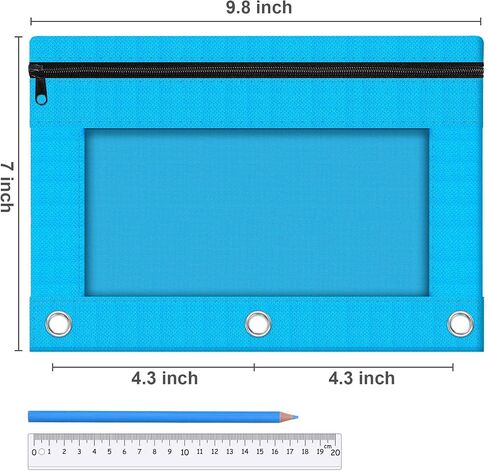 Officygnet Pencil Pouch for 3 Ring Binder, 2 Packs Binder Pencil Case with Smooth Zipper, Clear Window Pencil Case for Storing School Office Supplies, Cloth Pencil Bag for 3 Hole Binder (Black) in Saudi Arabia