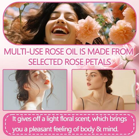 2PCS Rose Essential Oil,Premium Multi-Use Rose Fragrance Oil for Skin Use & Aromatherapy,Moisturizing Rose Oil Essential Oil for Face,Diffuser,Skin,Hair & Perfume in Saudi Arabia