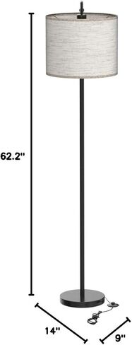 YIOU Floor Lamp, 3 Color Temperature LED Floor Lamps for Living Room Bedroom Office with Lamp Shade and 9W Bulb Included Standing Lamp, Modern Floor Lamp (Black) in Kuwait