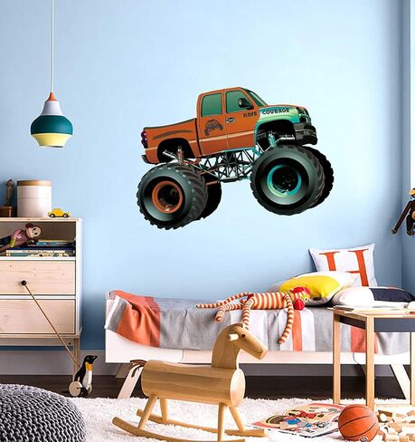 ملصقات حائط لشاحنة Monster Truck، ملصقات جدارية لشاحنة لغرفة نوم الأولاد، هدية للأطفال، ديكور سيارة للأطفال الأولاد وغرفة نوم الأطفال أو كهف الرجل in Kuwait