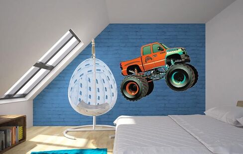 ملصقات حائط لشاحنة Monster Truck، ملصقات جدارية لشاحنة لغرفة نوم الأولاد، هدية للأطفال، ديكور سيارة للأطفال الأولاد وغرفة نوم الأطفال أو كهف الرجل in Kuwait