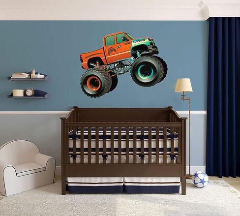 ملصقات حائط لشاحنة Monster Truck، ملصقات جدارية لشاحنة لغرفة نوم الأولاد، هدية للأطفال، ديكور سيارة للأطفال الأولاد وغرفة نوم الأطفال أو كهف الرجل in Kuwait