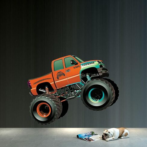 ملصقات حائط لشاحنة Monster Truck، ملصقات جدارية لشاحنة لغرفة نوم الأولاد، هدية للأطفال، ديكور سيارة للأطفال الأولاد وغرفة نوم الأطفال أو كهف الرجل in Kuwait