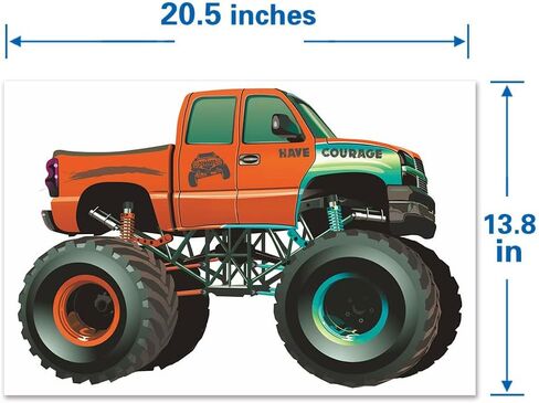 ملصقات حائط لشاحنة Monster Truck، ملصقات جدارية لشاحنة لغرفة نوم الأولاد، هدية للأطفال، ديكور سيارة للأطفال الأولاد وغرفة نوم الأطفال أو كهف الرجل in Kuwait