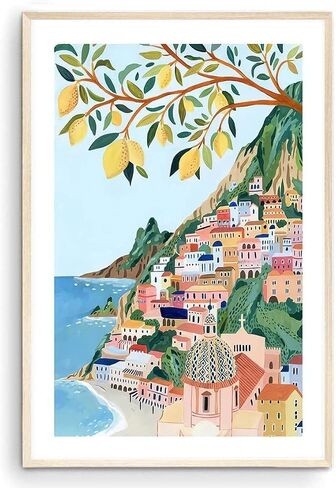 Positano, Amalfi Coast Art Print, Italy Art Print, Travel Gift, Travel Poster, Europe Print, Italian Coast, Italian Riviera, Housewarming (Unframed) (16x24) in Saudi Arabia