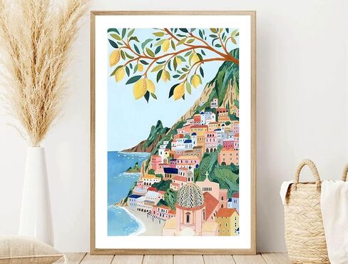 Positano, Amalfi Coast Art Print, Italy Art Print, Travel Gift, Travel Poster, Europe Print, Italian Coast, Italian Riviera, Housewarming (Unframed) (16x24) in Saudi Arabia