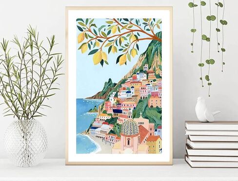 Positano, Amalfi Coast Art Print, Italy Art Print, Travel Gift, Travel Poster, Europe Print, Italian Coast, Italian Riviera, Housewarming (Unframed) (16x24) in Saudi Arabia