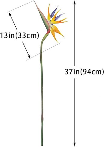 Artificial Flowers Bird of Paradise 37'' Large Latex Fake Greenery Plants Long Stem Red Plants 2Pcs for Home,Living Room,Bedroom,Dining Table(Orange 2pcs) in Saudi Arabia