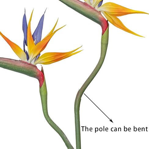 Artificial Flowers Bird of Paradise 37'' Large Latex Fake Greenery Plants Long Stem Red Plants 2Pcs for Home,Living Room,Bedroom,Dining Table(Orange 2pcs) in Saudi Arabia
