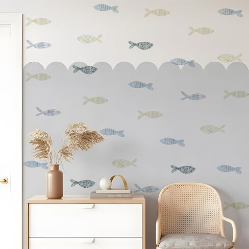 QUCHENG Boho Watercolor Nursery Wall Stickers Kid Room Wall Decals Removable DIY Decor PVC 4 Sheets in Kuwait
