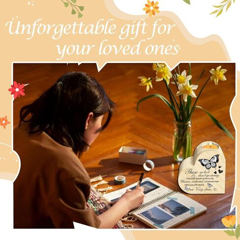 Memorial Candle Gift, Wooden Heart Shape Candle Holder, Sympathy Gifts for Loss of Relatives, Bereavement Remembrance Butterfly Decor Candle Holder for Family, Double Sided Printing in Saudi Arabia