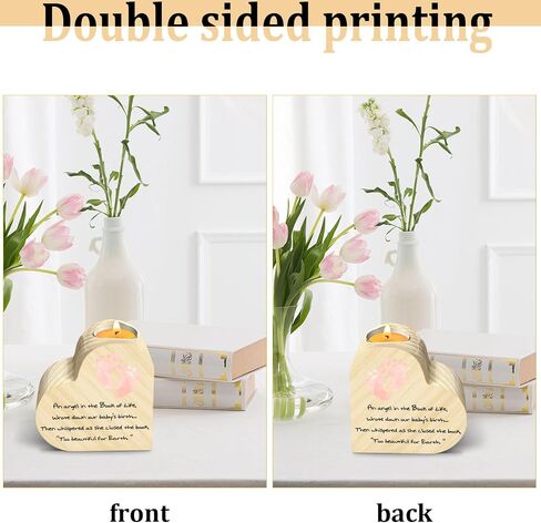 Memorial Candle Gift, Wooden Heart Shape Candle Holder, Sympathy Gifts for Loss of Relatives, Bereavement Remembrance Butterfly Decor Candle Holder for Family, Double Sided Printing in Saudi Arabia