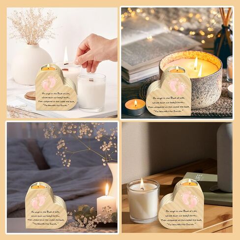 Memorial Candle Gift, Wooden Heart Shape Candle Holder, Sympathy Gifts for Loss of Relatives, Bereavement Remembrance Butterfly Decor Candle Holder for Family, Double Sided Printing in Saudi Arabia