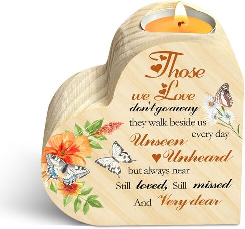 هدية شمعة تذكارية، حامل شموع خشبي على شكل قلب، هدايا تعاطف لفقدان الأقارب، حامل شموع ديكور على شكل فراشة لذكرى الفجيعة للعائلة، طباعة مزدوجة الجوانب in Kuwait