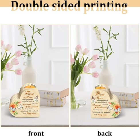 هدية شمعة تذكارية، حامل شموع خشبي على شكل قلب، هدايا تعاطف لفقدان الأقارب، حامل شموع ديكور على شكل فراشة لذكرى الفجيعة للعائلة، طباعة مزدوجة الجوانب in Kuwait