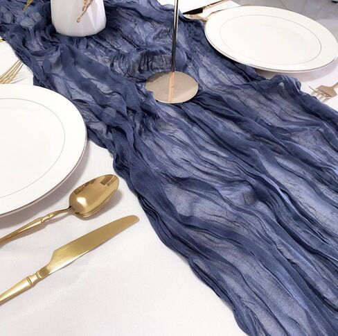 4 Pack Navy Blue Cheesecloth Table Runner 120 Inches Long Cheese Cloth Boho Gauze Table Runner 10Ft Rustic Sheer Table Runner for Wedding Bridal Shower Party Graduations Birthday Table Decoration in Saudi Arabia