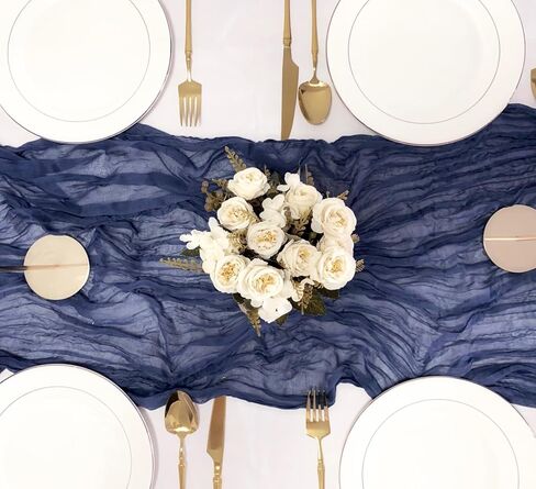 4 Pack Navy Blue Cheesecloth Table Runner 120 Inches Long Cheese Cloth Boho Gauze Table Runner 10Ft Rustic Sheer Table Runner for Wedding Bridal Shower Party Graduations Birthday Table Decoration in Saudi Arabia