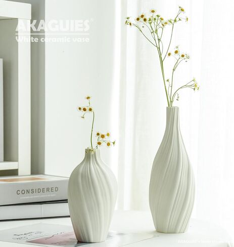 White Ceramic Vase Set of 3, Modern White Vase for Centerpieces，Pampas Grass vase，Table Decorations Vases， Neutral Small for Table/Bookshelf/Living Room/Dining Room/Bedroom. in Saudi Arabia