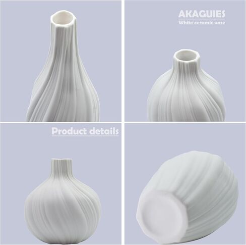 White Ceramic Vase Set of 3, Modern White Vase for Centerpieces，Pampas Grass vase，Table Decorations Vases， Neutral Small for Table/Bookshelf/Living Room/Dining Room/Bedroom. in Saudi Arabia