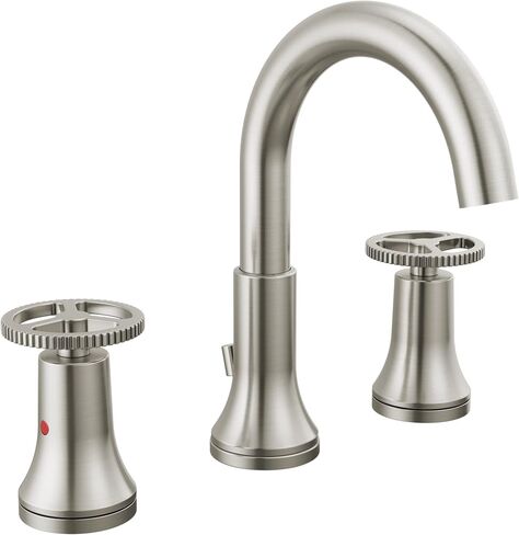 Delta Faucet Trinsic Widespread Bathroom Faucet Chrome, Bathroom Faucet 3 Hole, Diamond Seal Technology, Metal Drain Assembly, Chrome 3558-MPU-DST in Saudi Arabia