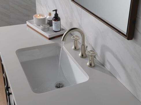 Delta Faucet Trinsic Widespread Bathroom Faucet Chrome, Bathroom Faucet 3 Hole, Diamond Seal Technology, Metal Drain Assembly, Chrome 3558-MPU-DST in Saudi Arabia