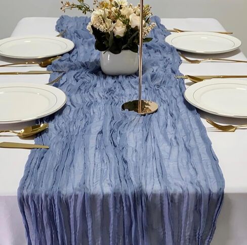 4 Pack Navy Blue Cheesecloth Table Runner 120 Inches Long Cheese Cloth Boho Gauze Table Runner 10Ft Rustic Sheer Table Runner for Wedding Bridal Shower Party Graduations Birthday Table Decoration in Saudi Arabia