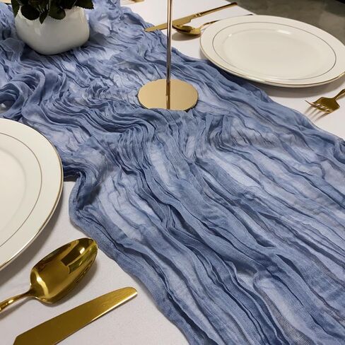 4 Pack Navy Blue Cheesecloth Table Runner 120 Inches Long Cheese Cloth Boho Gauze Table Runner 10Ft Rustic Sheer Table Runner for Wedding Bridal Shower Party Graduations Birthday Table Decoration in Saudi Arabia
