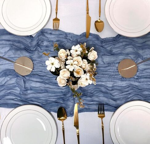4 Pack Navy Blue Cheesecloth Table Runner 120 Inches Long Cheese Cloth Boho Gauze Table Runner 10Ft Rustic Sheer Table Runner for Wedding Bridal Shower Party Graduations Birthday Table Decoration in Saudi Arabia