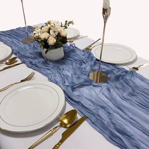 4 Pack Navy Blue Cheesecloth Table Runner 120 Inches Long Cheese Cloth Boho Gauze Table Runner 10Ft Rustic Sheer Table Runner for Wedding Bridal Shower Party Graduations Birthday Table Decoration in Saudi Arabia