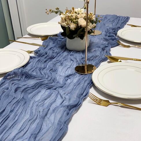 4 Pack Navy Blue Cheesecloth Table Runner 120 Inches Long Cheese Cloth Boho Gauze Table Runner 10Ft Rustic Sheer Table Runner for Wedding Bridal Shower Party Graduations Birthday Table Decoration in Saudi Arabia