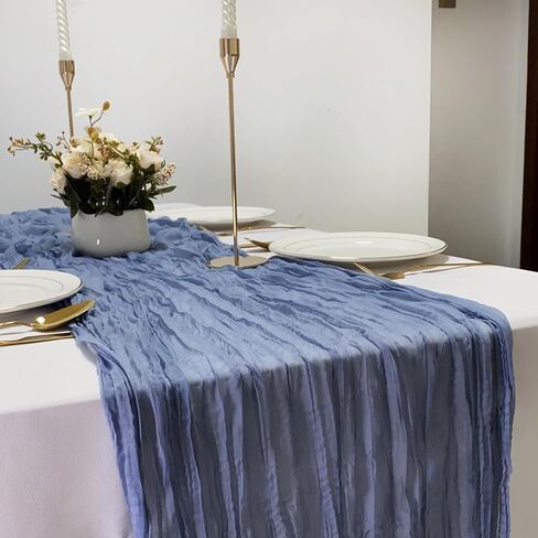 4 Pack Navy Blue Cheesecloth Table Runner 120 Inches Long Cheese Cloth Boho Gauze Table Runner 10Ft Rustic Sheer Table Runner for Wedding Bridal Shower Party Graduations Birthday Table Decoration in Saudi Arabia